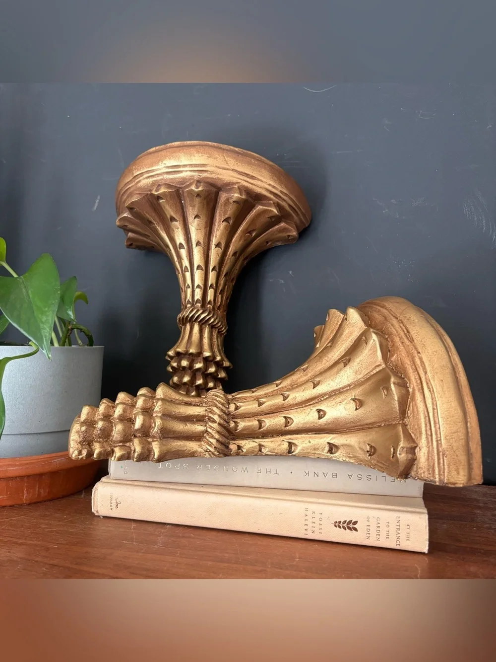 Vintage Gold Wall Shelves, Hollywood Regency Plaster